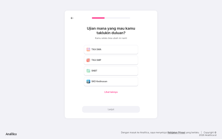 Layar Ujian mana yang mau kamu taklukin duluan dengan empat kartu ujian dan tautan Lihat lainnya.