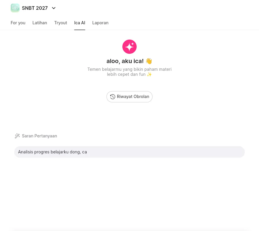 Buka tab Ica AI pada layanan yang Premium-nya aktif untuk memulai percakapan.