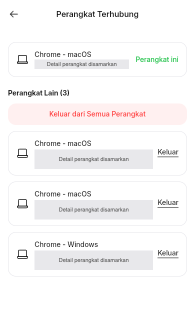 Perangkat Terhubung memisahkan perangkat yang sedang dipakai dan perangkat lain yang masuk ke akunmu.